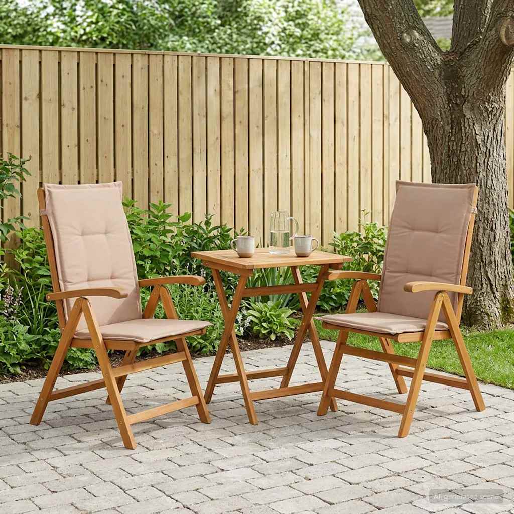 Reclining Garden Chairs 2 pcs Natural Solid Acacia Wood