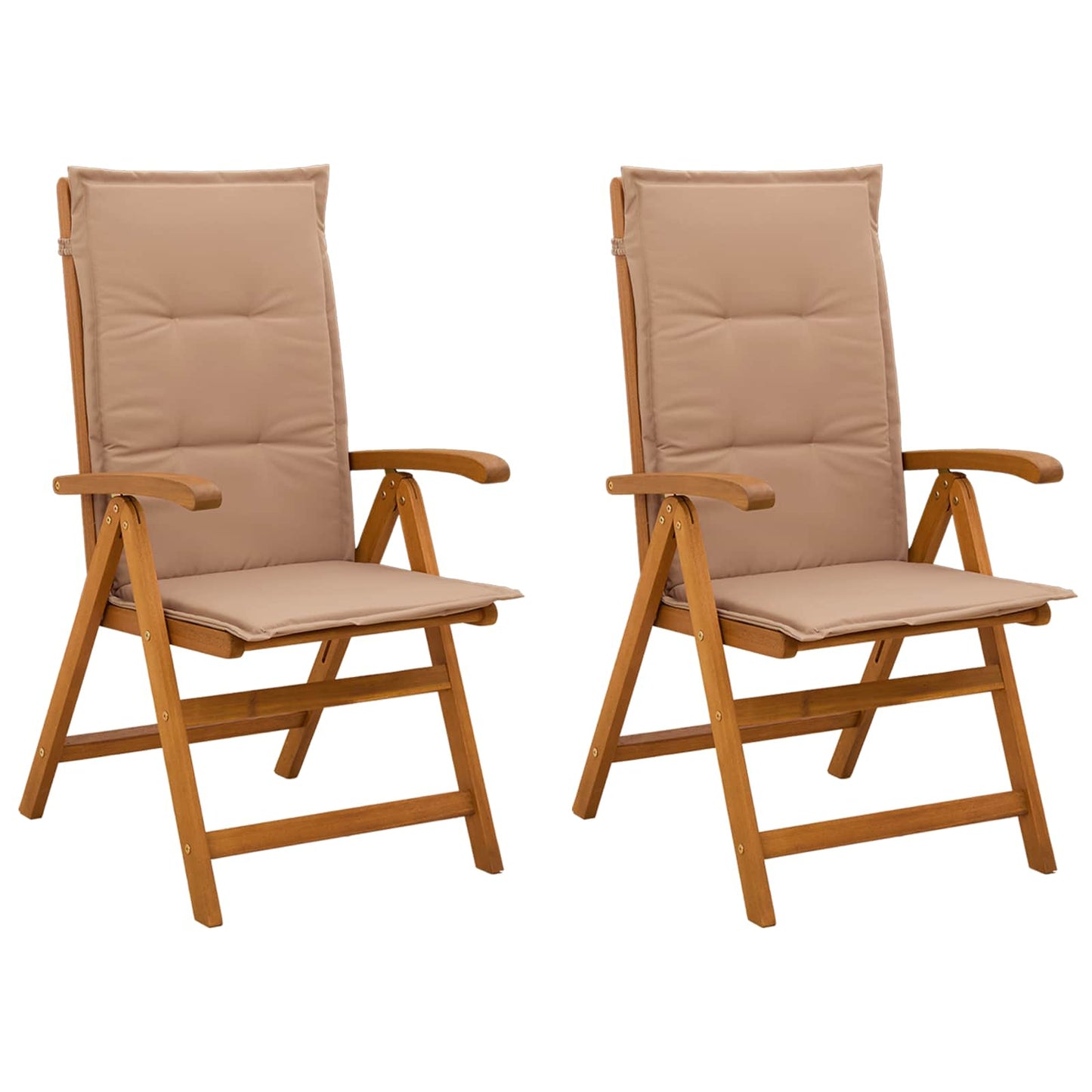 Reclining Garden Chairs 2 pcs Natural Solid Acacia Wood