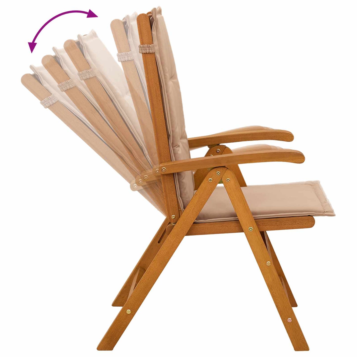 Reclining Garden Chairs 2 pcs Natural Solid Acacia Wood