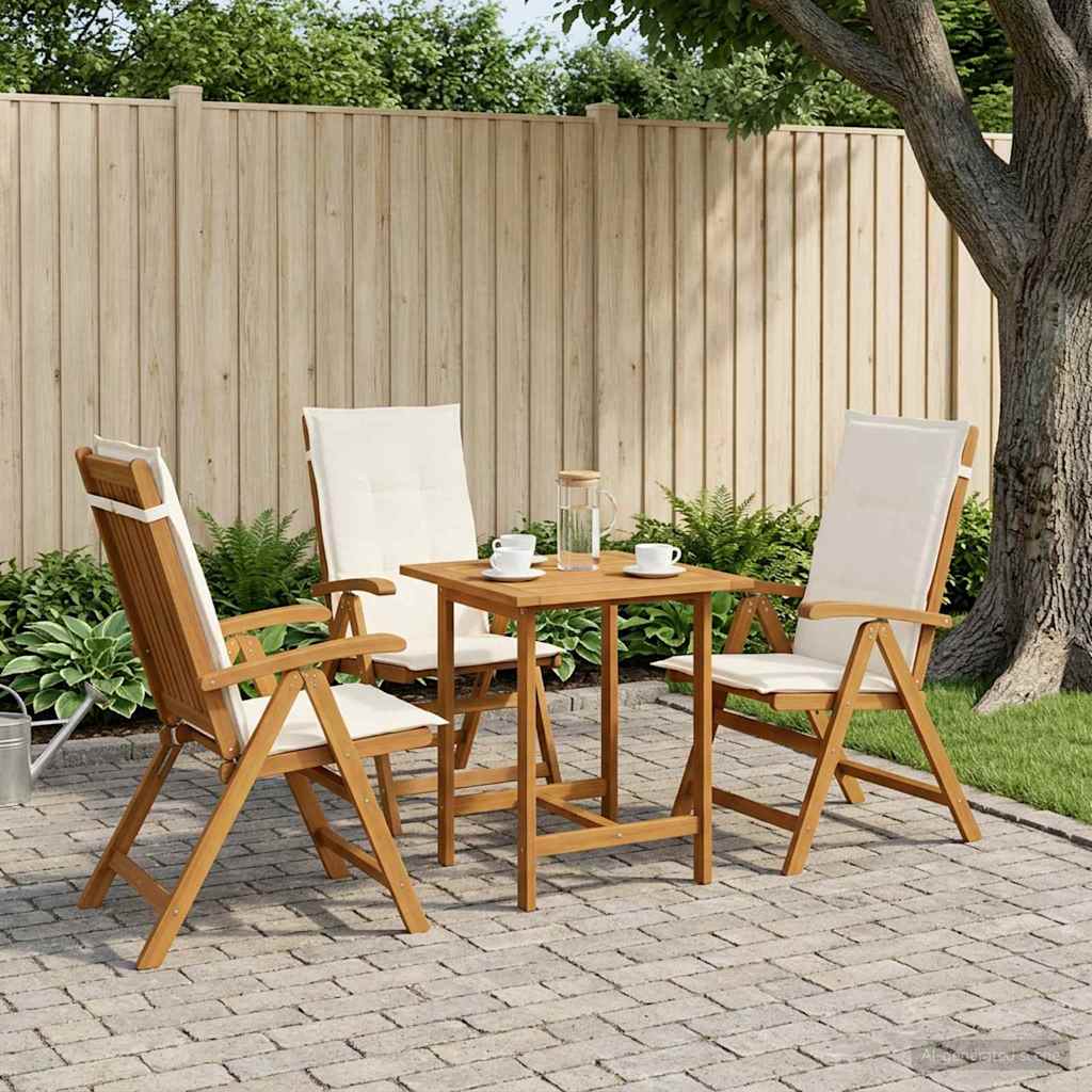 Reclining Garden Chairs 3 pcs Natural Solid Acacia Wood