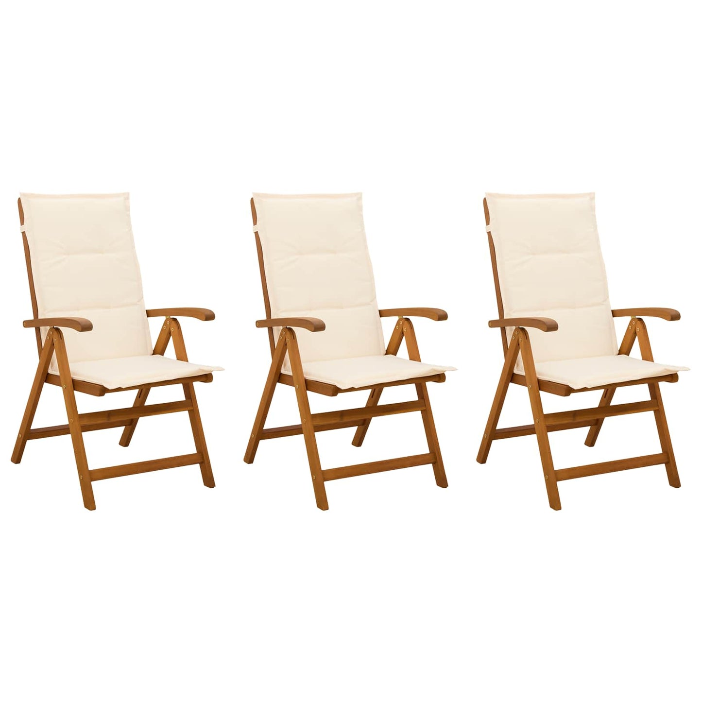 Reclining Garden Chairs 3 pcs Natural Solid Acacia Wood
