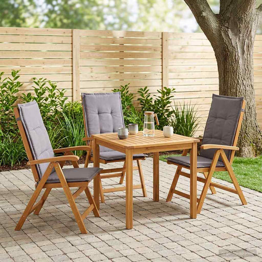 Reclining Garden Chairs 3 pcs Natural Solid Acacia Wood