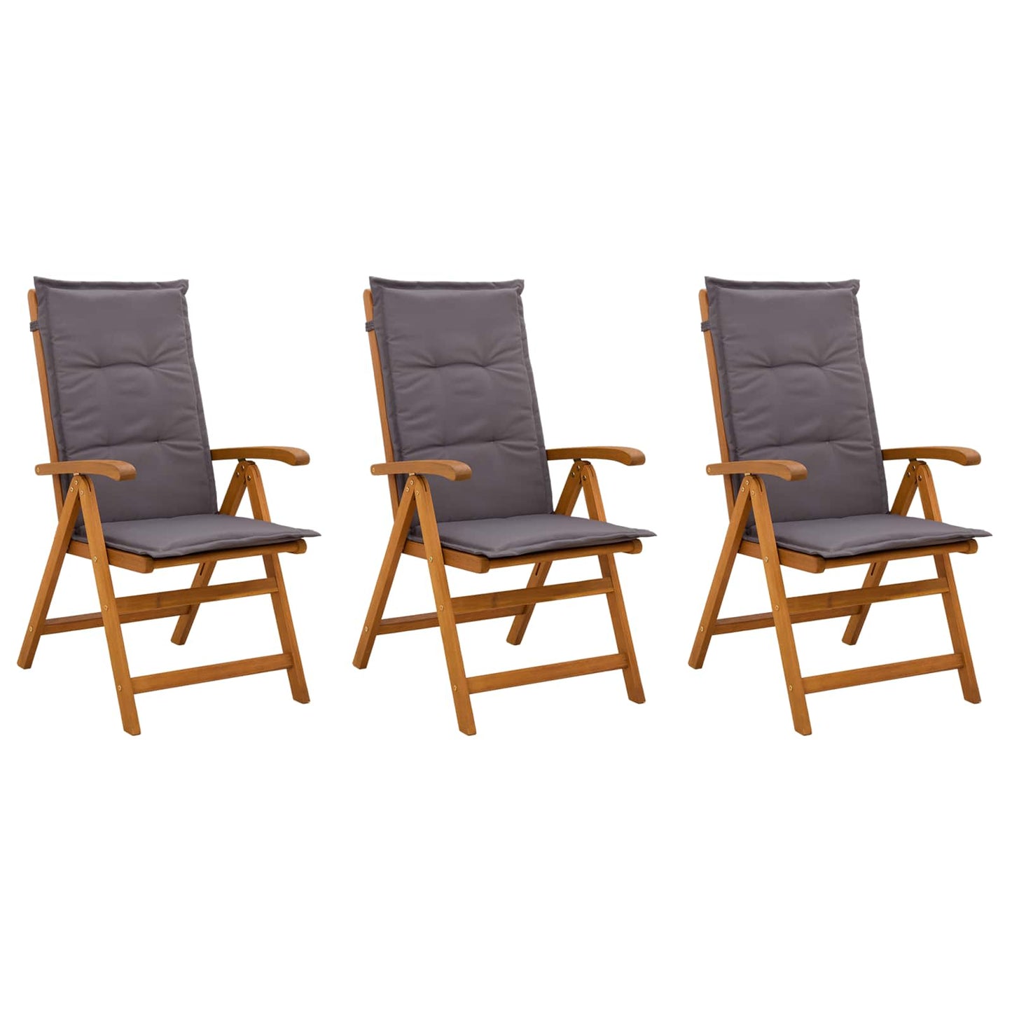 Reclining Garden Chairs 3 pcs Natural Solid Acacia Wood