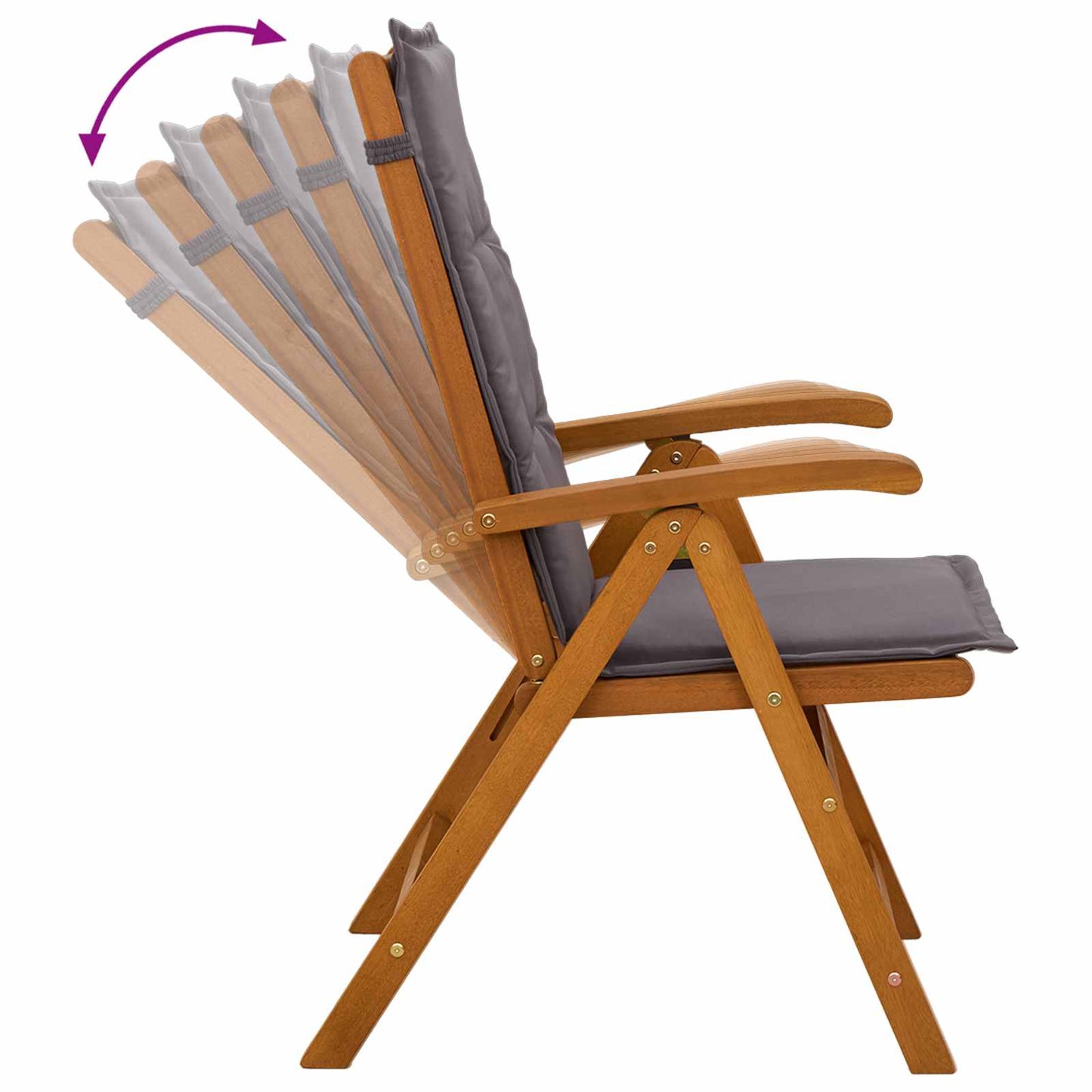 Reclining Garden Chairs 3 pcs Natural Solid Acacia Wood