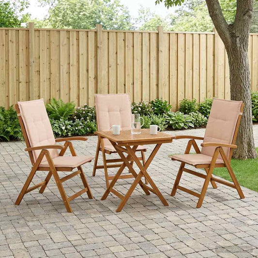 Reclining Garden Chairs 3 pcs Natural Solid Acacia Wood
