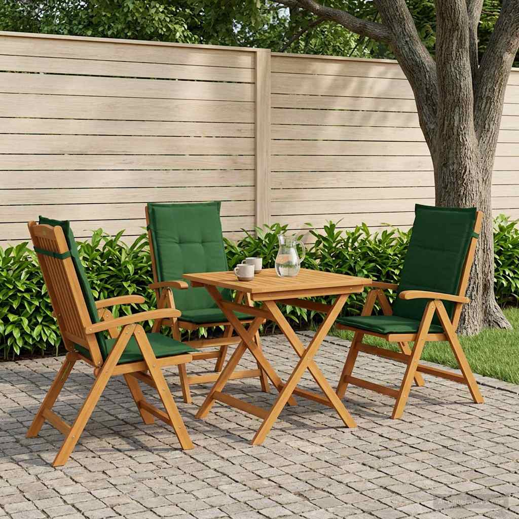 Reclining Garden Chairs 3 pcs Natural Solid Acacia Wood