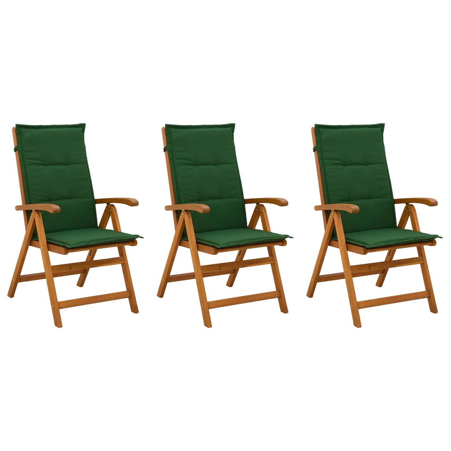 Reclining Garden Chairs 3 pcs Natural Solid Acacia Wood
