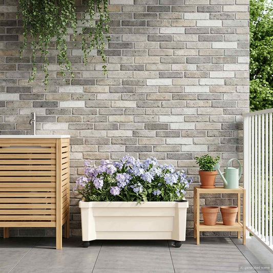 Calypso Planter with Wheels White 79 x 35 x 33 cm PP