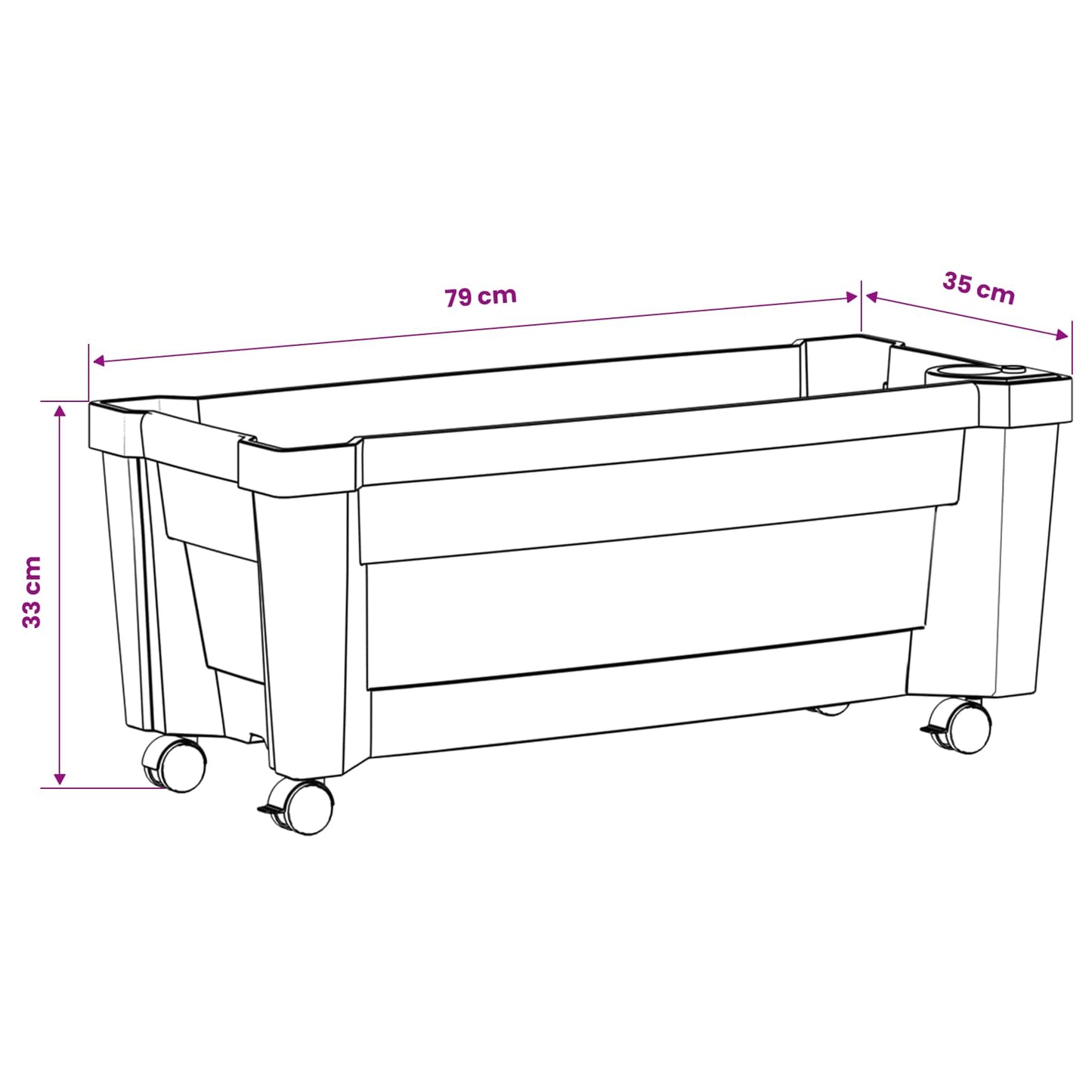 Calypso Planter with Wheels Anthracite 79 x 35 x 33 cm PP