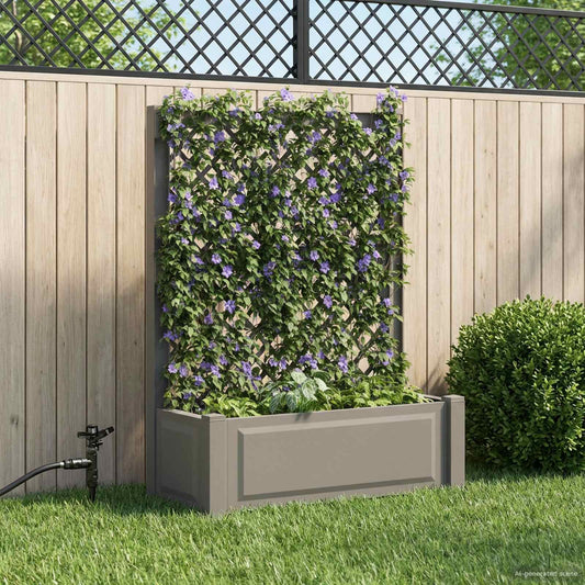 Big Planter with Trellis Grey 99.5 x 43 x 133.5 cm PP