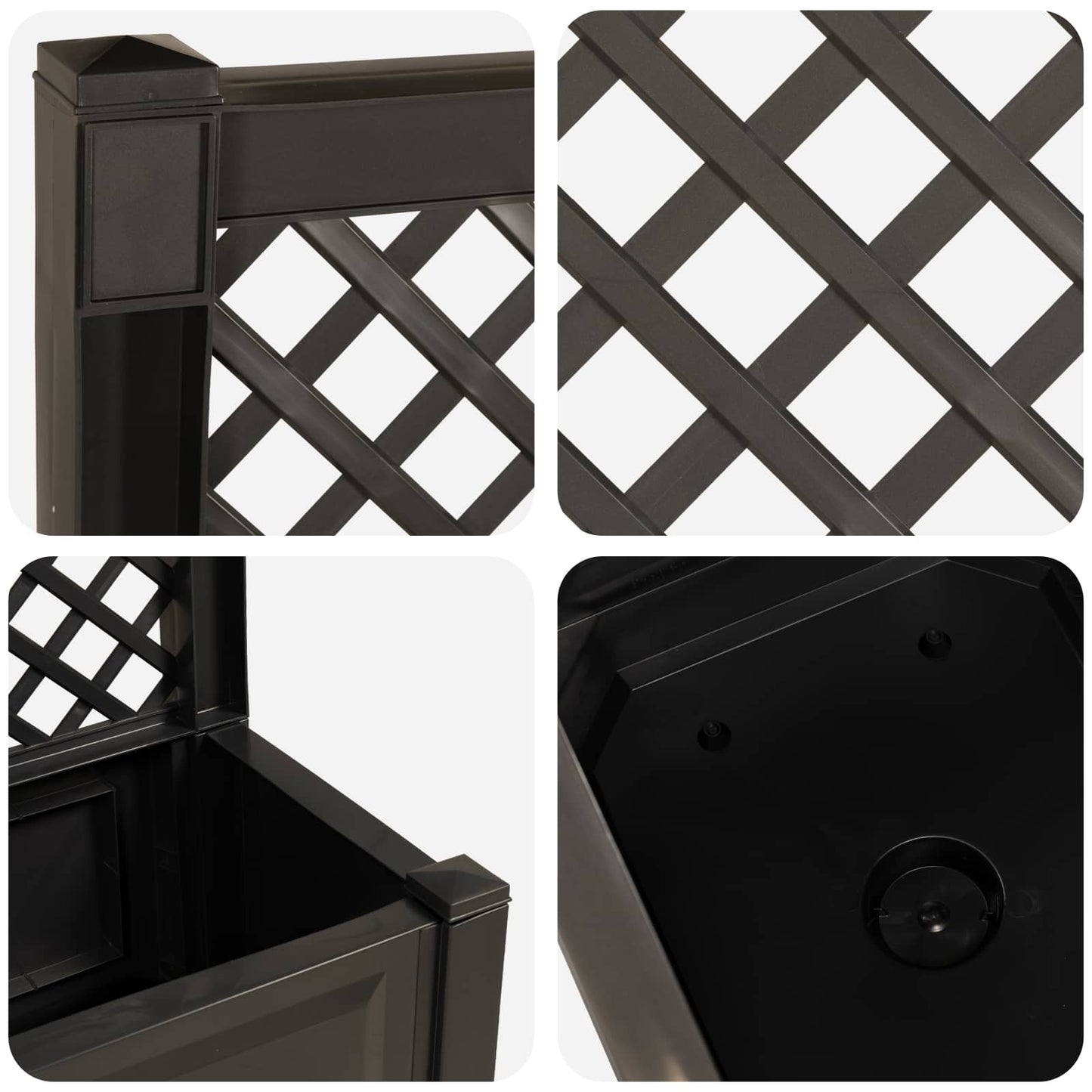 Big Planter with Trellis Anthracite 99.5 x 43 x 133.5 cm PP
