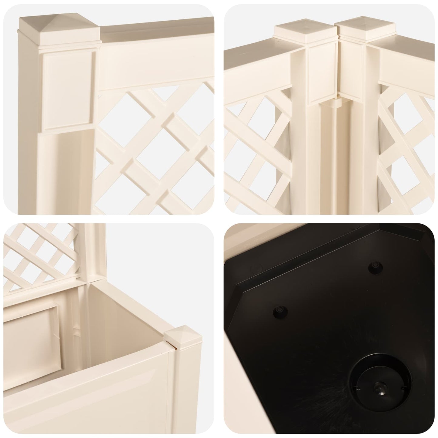 Big Planter with Trellis 2 pcs White 143 x 143 x 133.5 cm PP