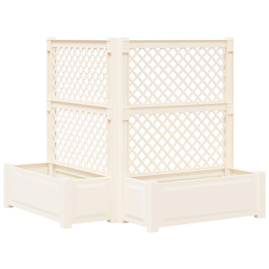 Big Planter with Trellis 2 pcs PP White