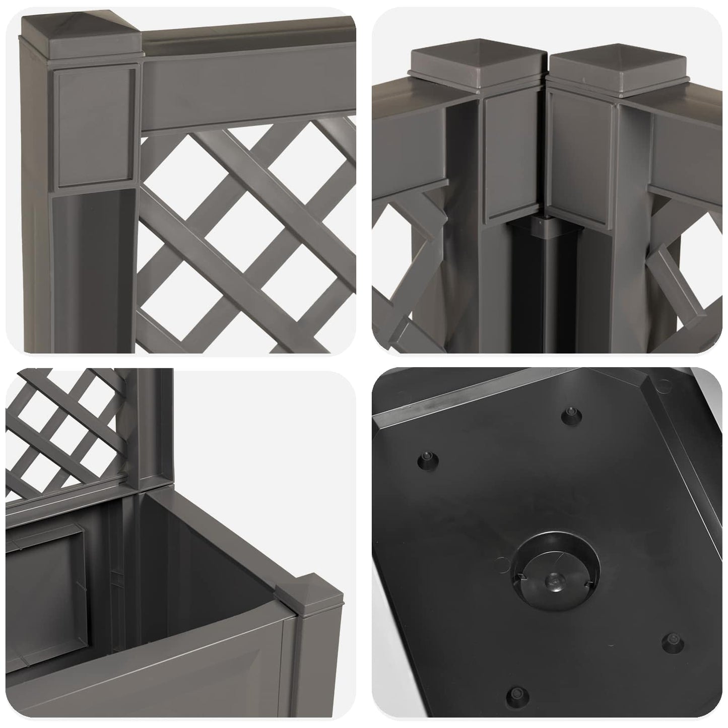 Big Planter with Trellis 2 pcs Grey 143 x 143 x 133.5 cm PP
