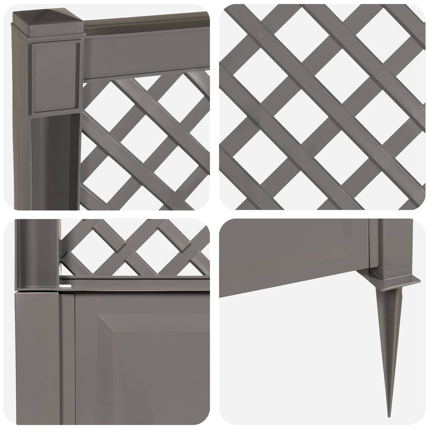 Trellis with Spike Grey 43 x 6 x 165 cm PP
