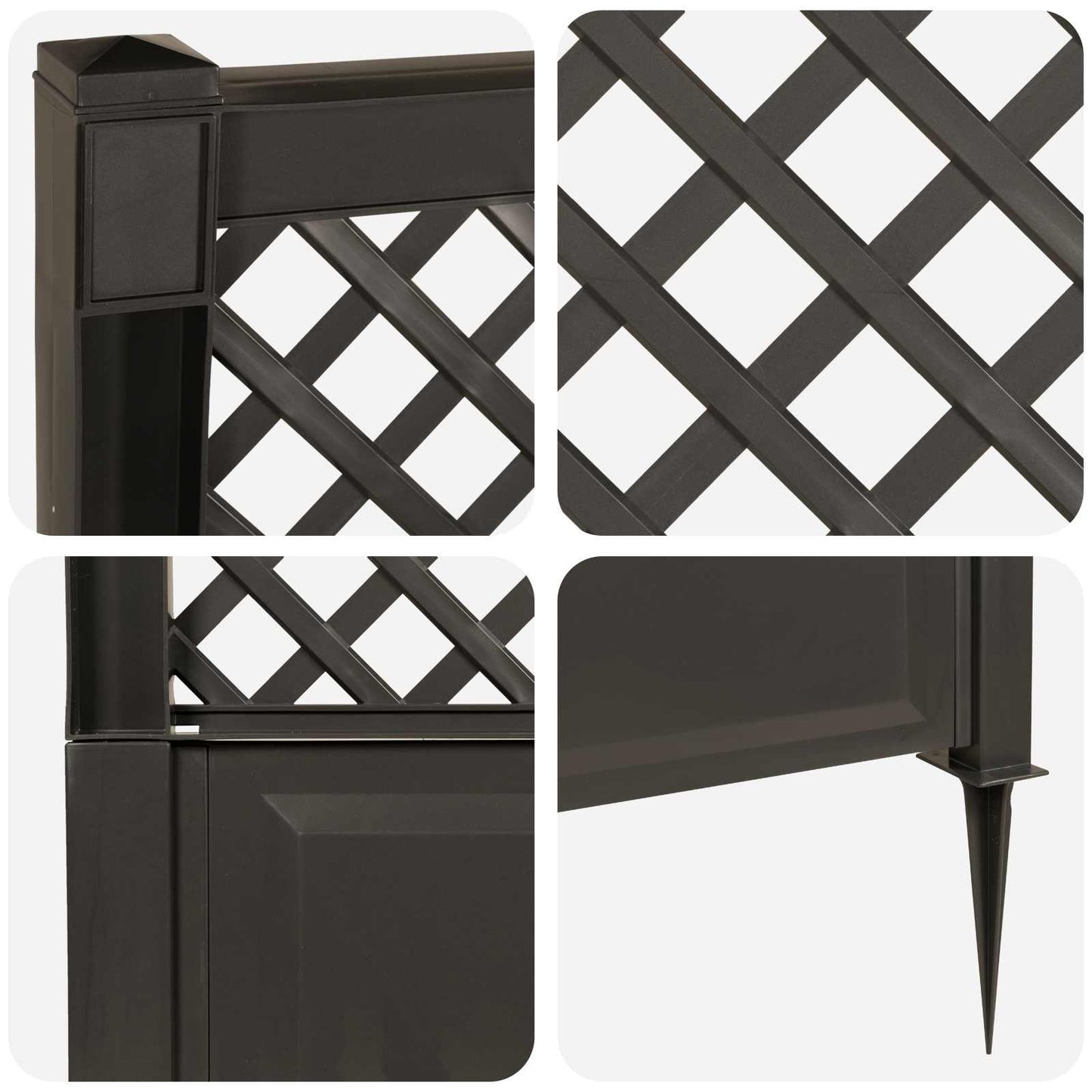 Trellis with Spike Anthracite 43 x 6 x 165 cm PP