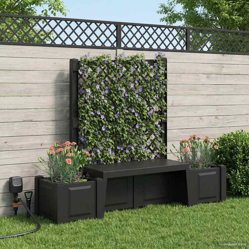Garden Bench Kopenhagen Anthracite 173 x 49 x 135.5 cm PP
