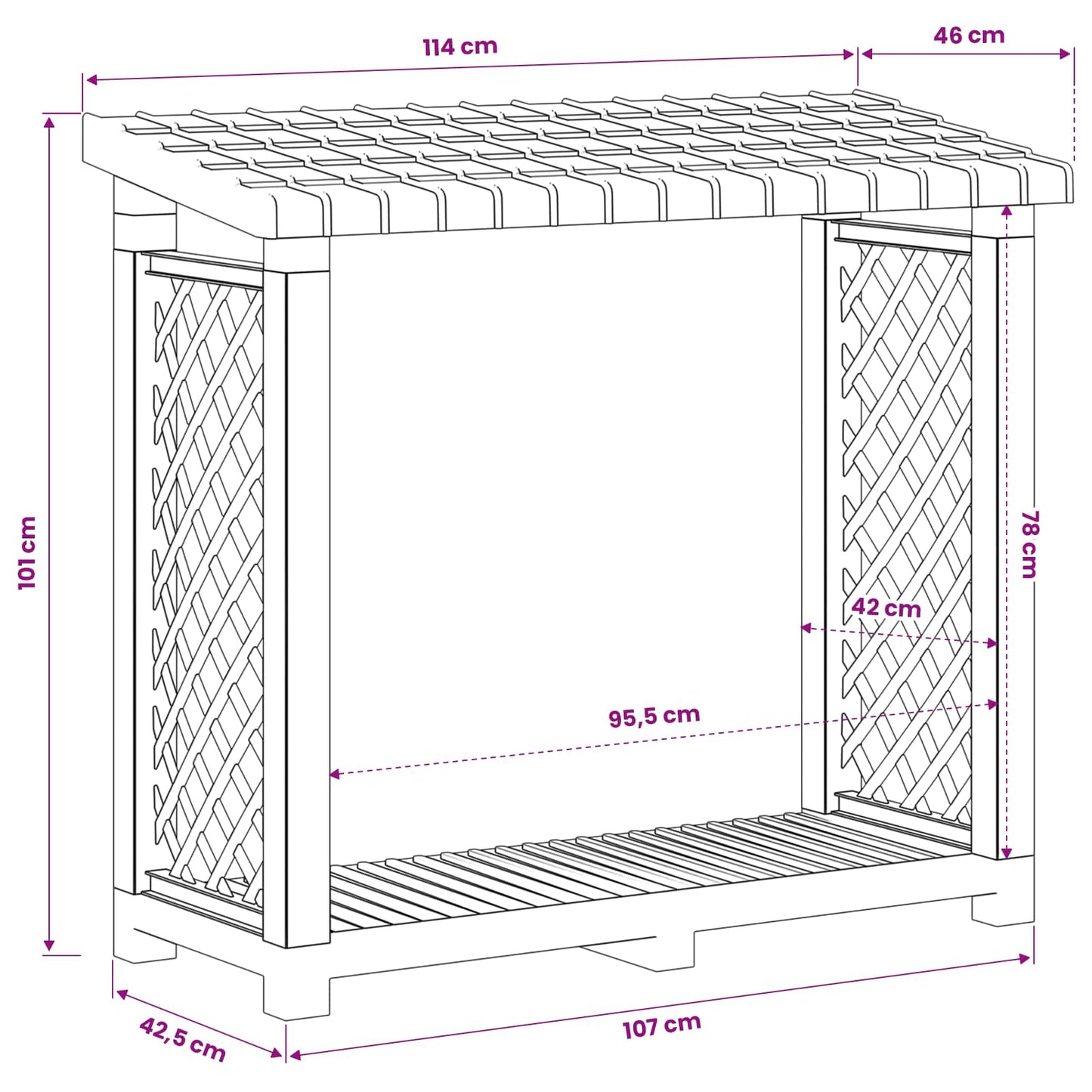 Firewood Rack Anthracite 114 x 46 x 101 cm PP