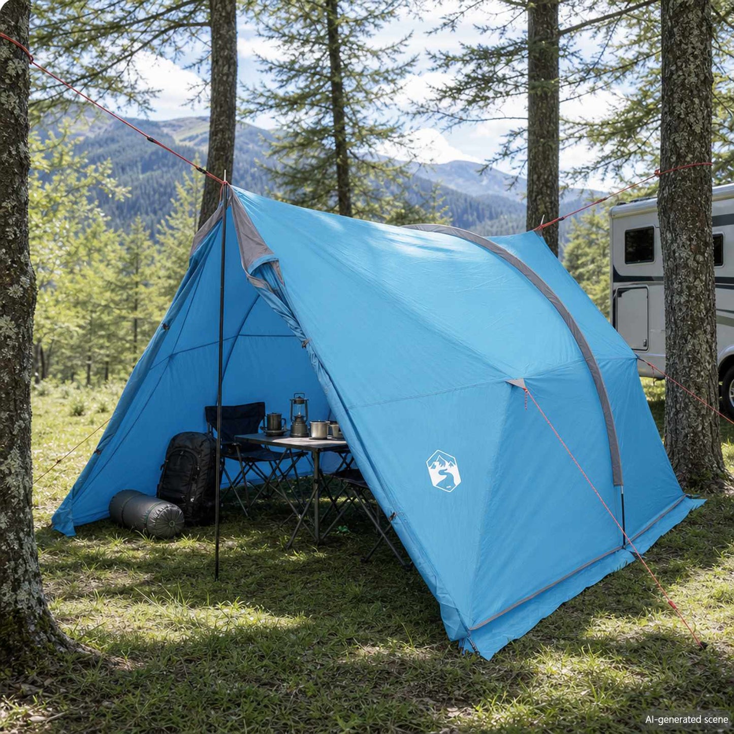 Canopy Tent Water-Resistant Blue 185T Polyester with PU Coating