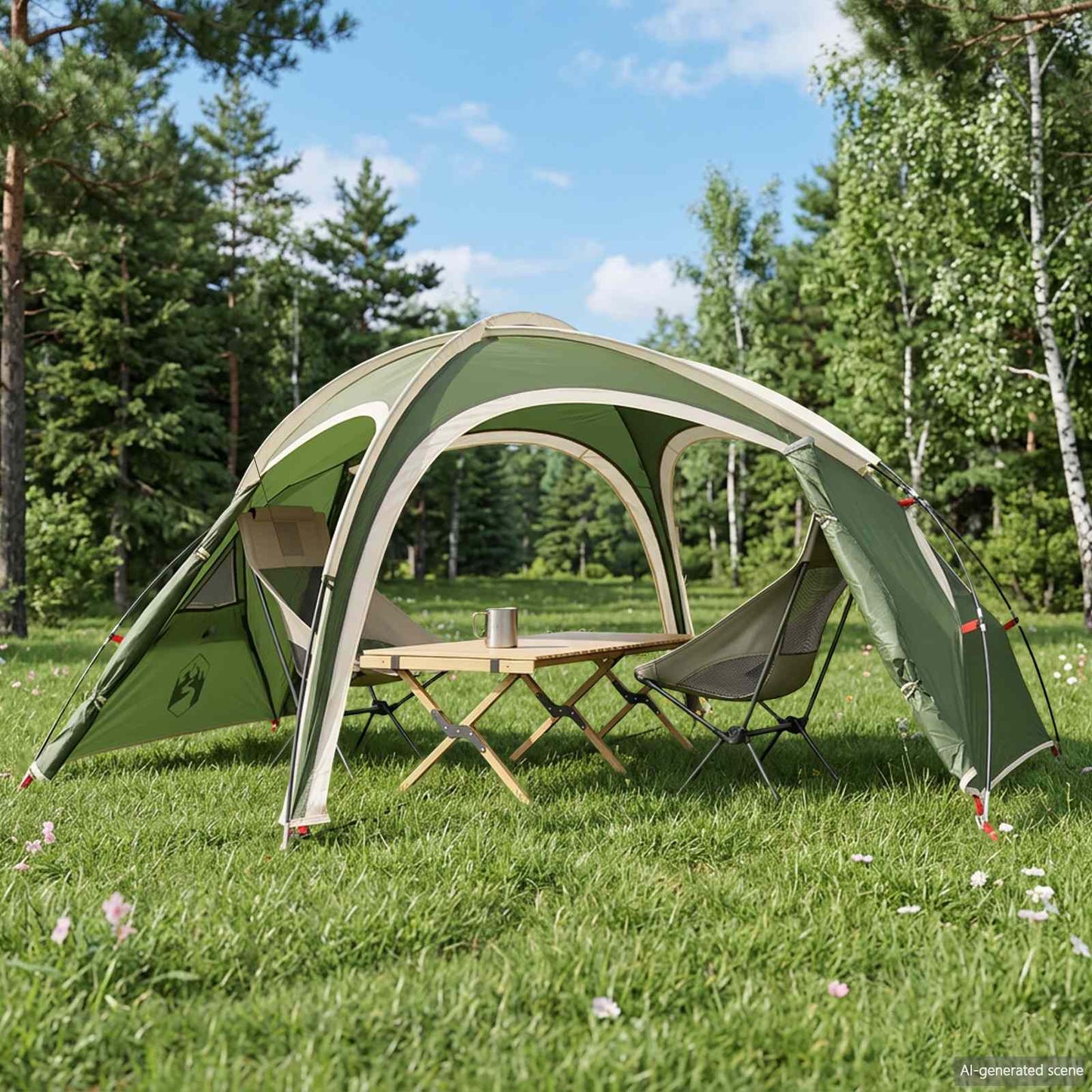 Trekking Tent with Rainfly Water-Resistant 2-Person Green