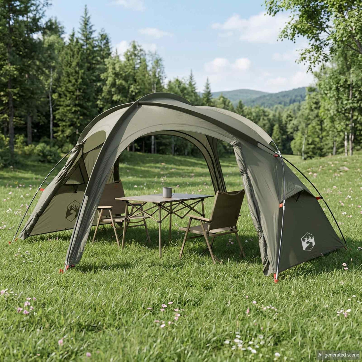 Trekking Tent with Rainfly Water-Resistant 3-Person Army Green