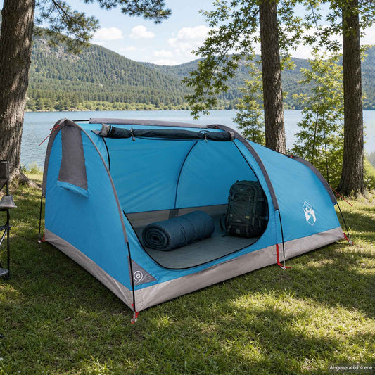 Hiking Tent Water-Resistant 2-Person Blue