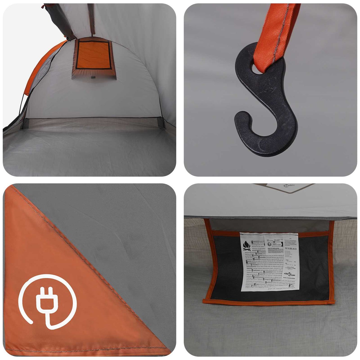 Hiking Tent Water-Resistant 1-Person Grey and Orange