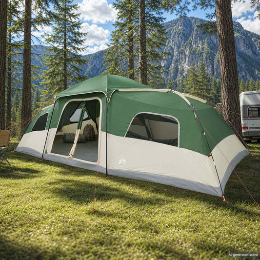 Family Tent with Rainfly Water-resistant 18-Person Green