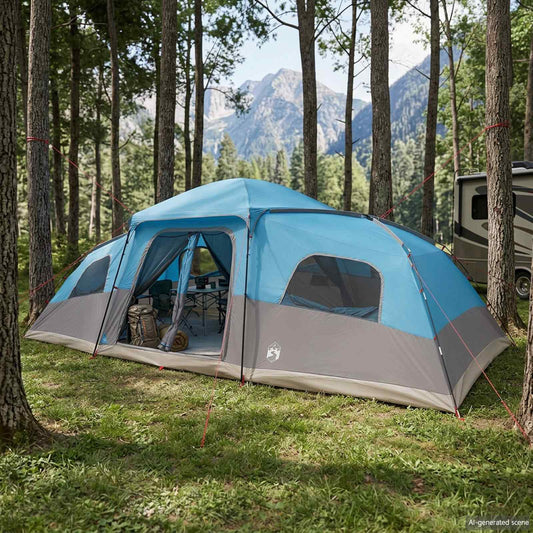 Family Tent with Rainfly Water-resistant 18-Person Blue