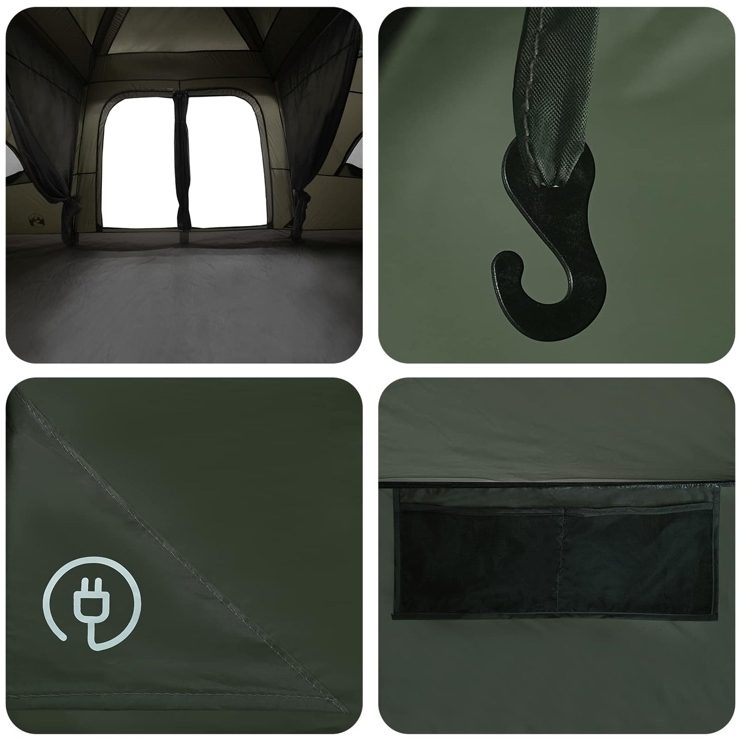 Family Tent with Rainfly Water-resistant 18-Person Army Green