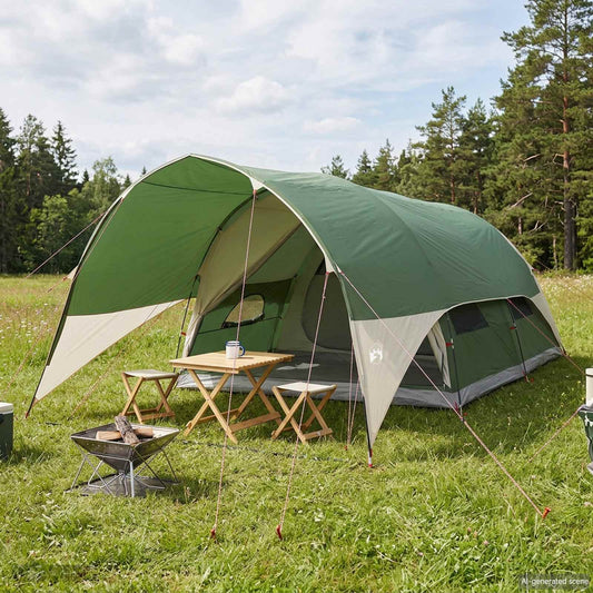 Tunnel Tent with Rainfly Water-Resistant 10-Person Green