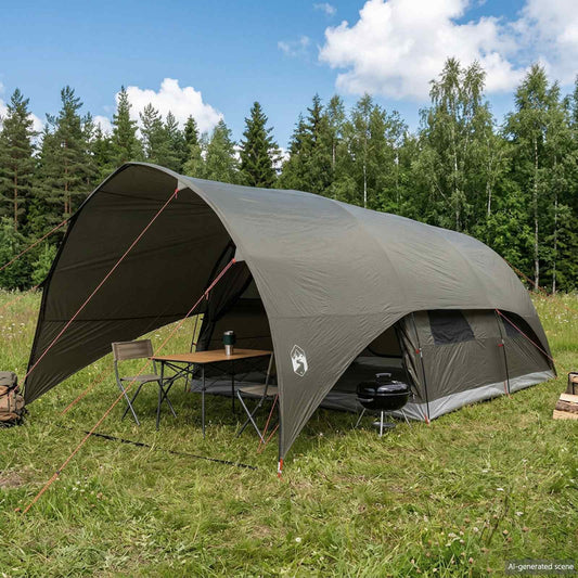 Tunnel Tent with Rainfly Water-Resistant 10-Person Army Green