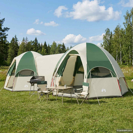Family Tent with Rainfly Water-resistant 14-Person Green