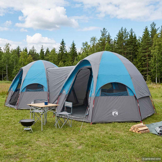 Family Tent with Rainfly Water-resistant 14-Person Blue