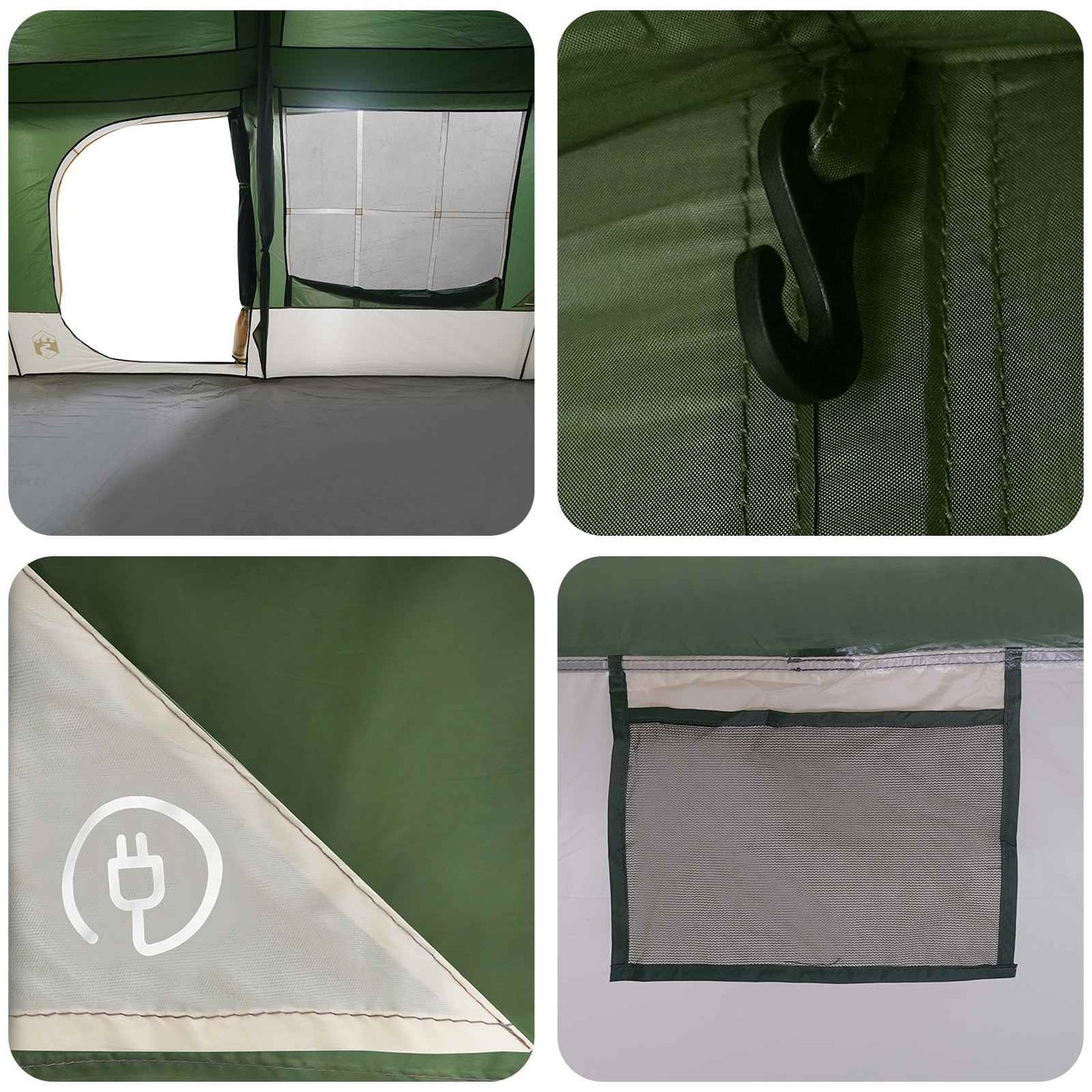 Family Tent with Rainfly Water-resistant 9-Person Green