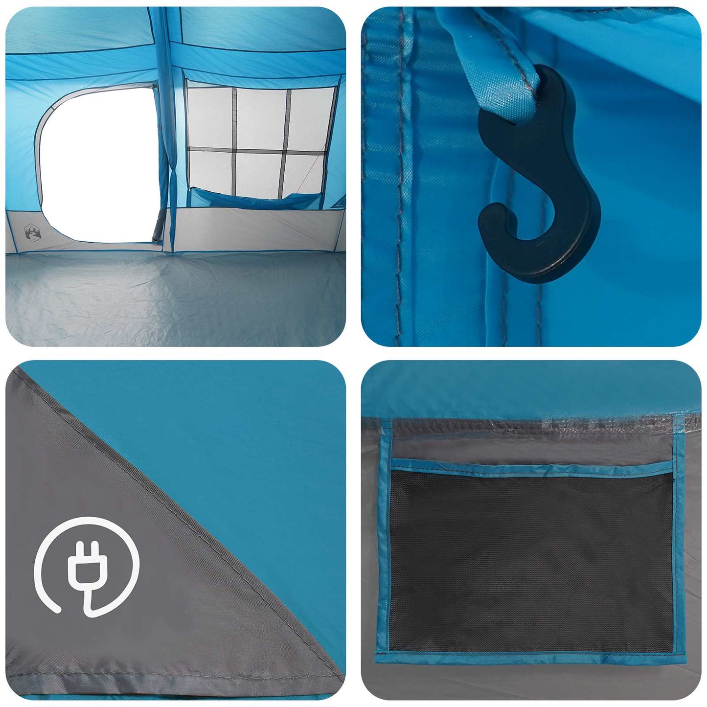 Family Tent with Rainfly Water-resistant 9-Person Blue