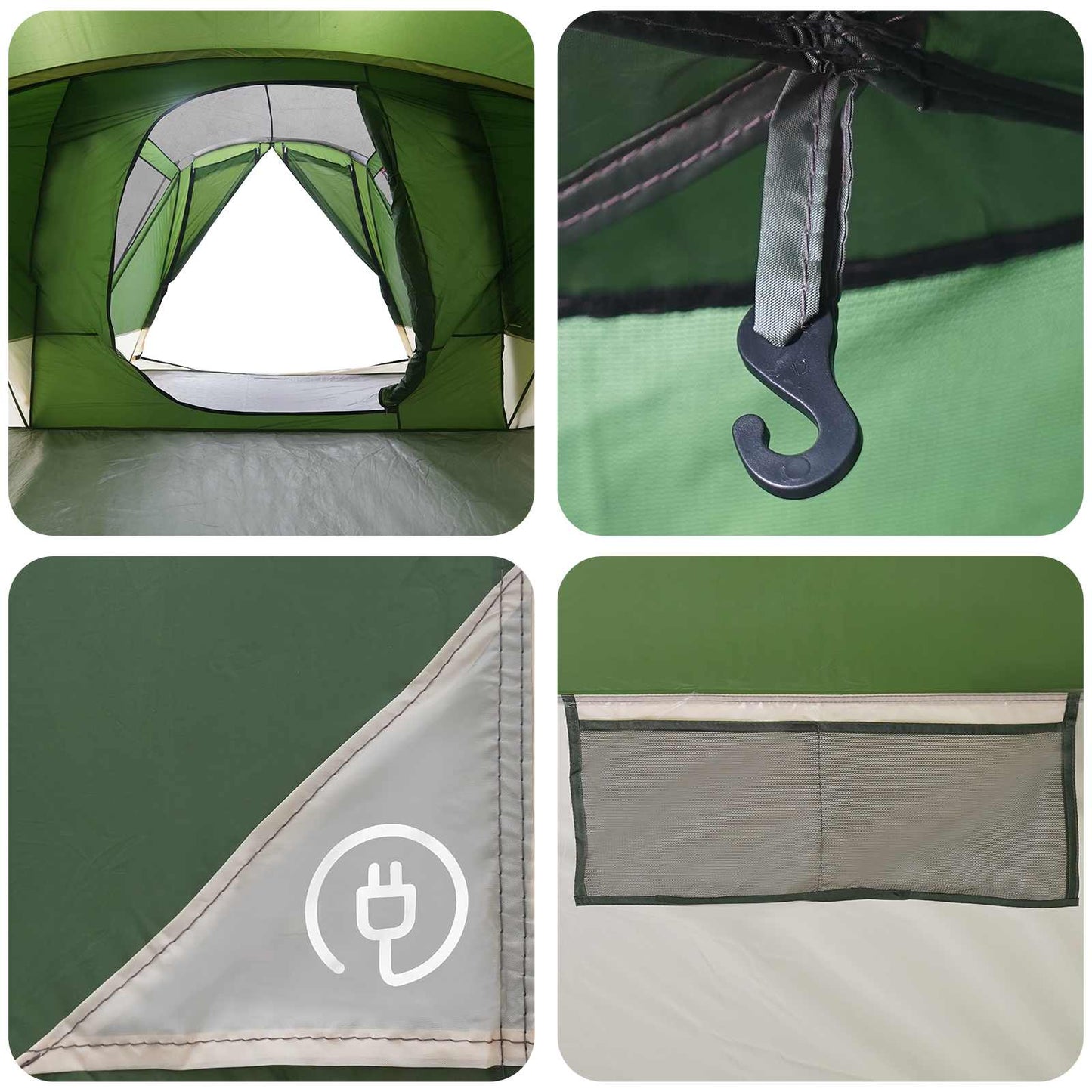 Cabin Tent with Rainfly Water-Resistant 10-Person Green