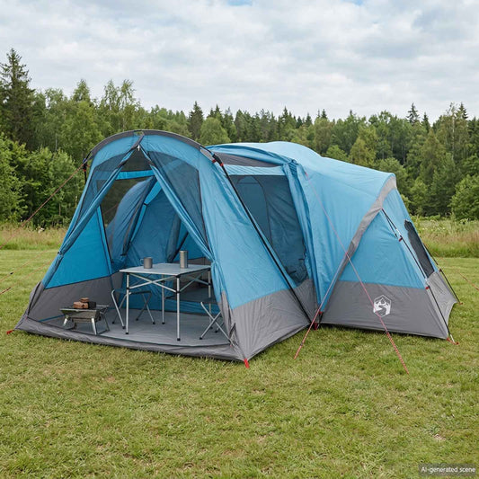 Cabin Tent with Rainfly Water-Resistant 10-Person Blue