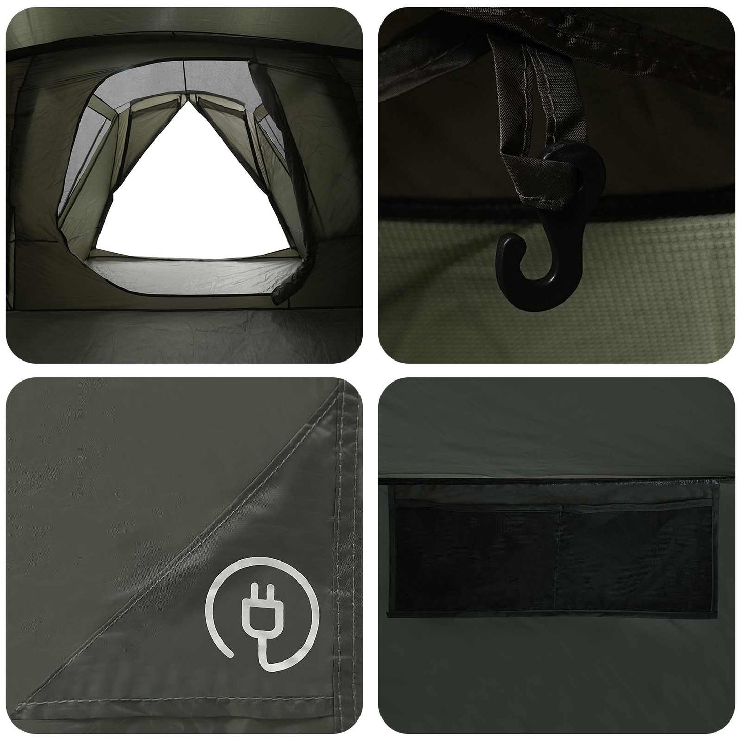 Cabin Tent with Rainfly Water-Resistant 10-Person Army Green