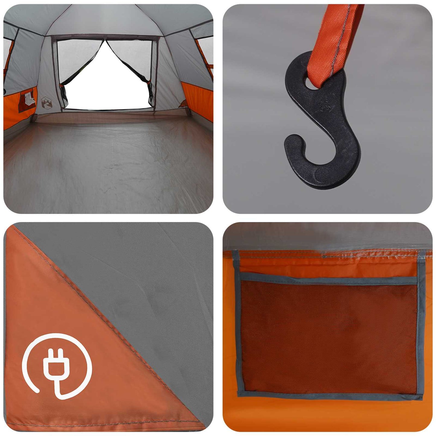 Instant Tent Water-resistant 2-Person Grey and Orange