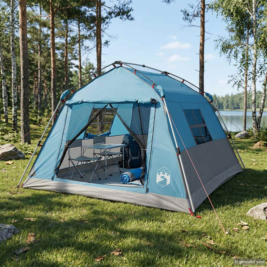 Instant Tent Water-resistant 3-Person Blue