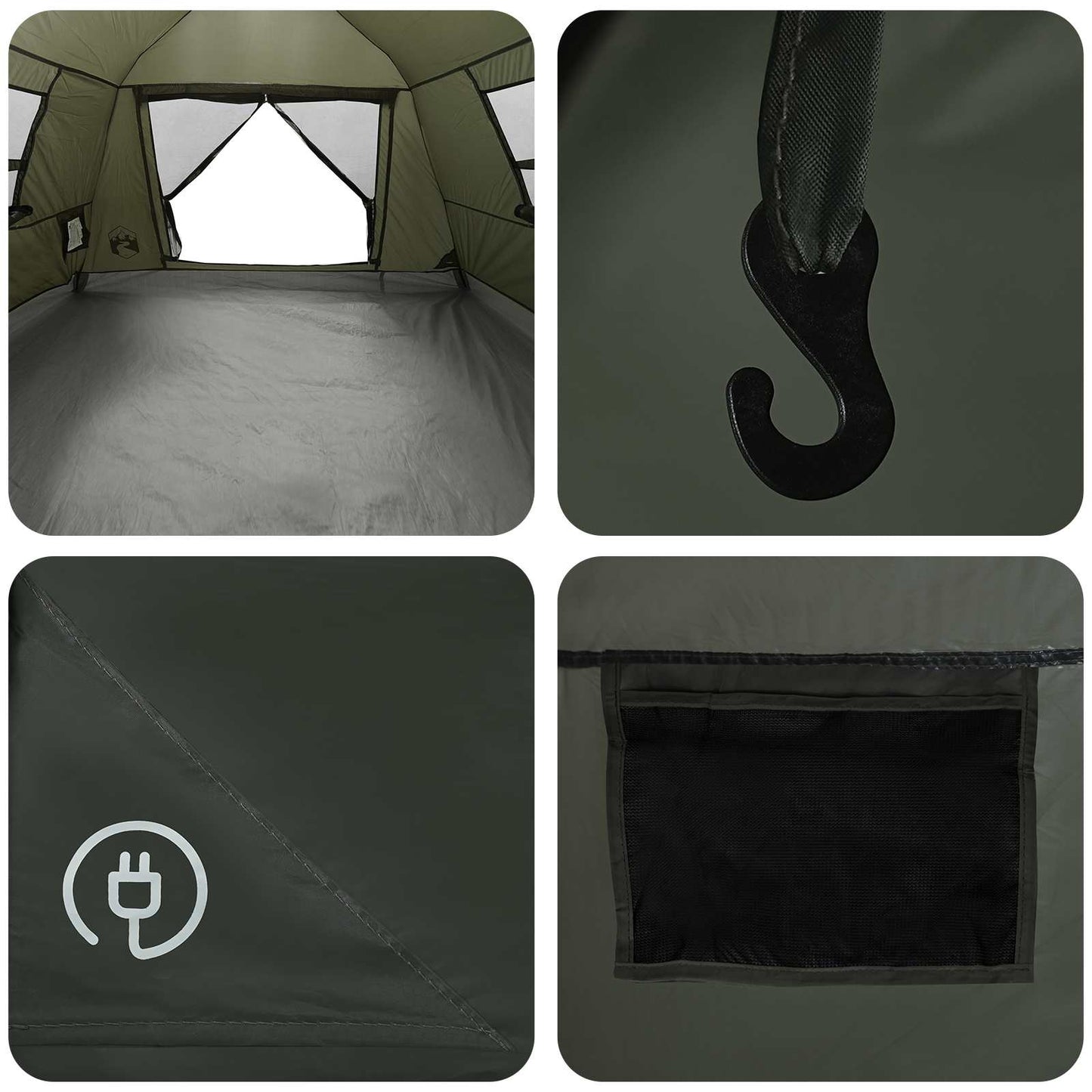 Instant Tent Water-resistant 4-Person Army Green