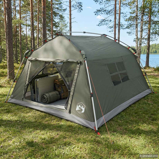 Instant Tent Water-resistant 4-Person Army Green