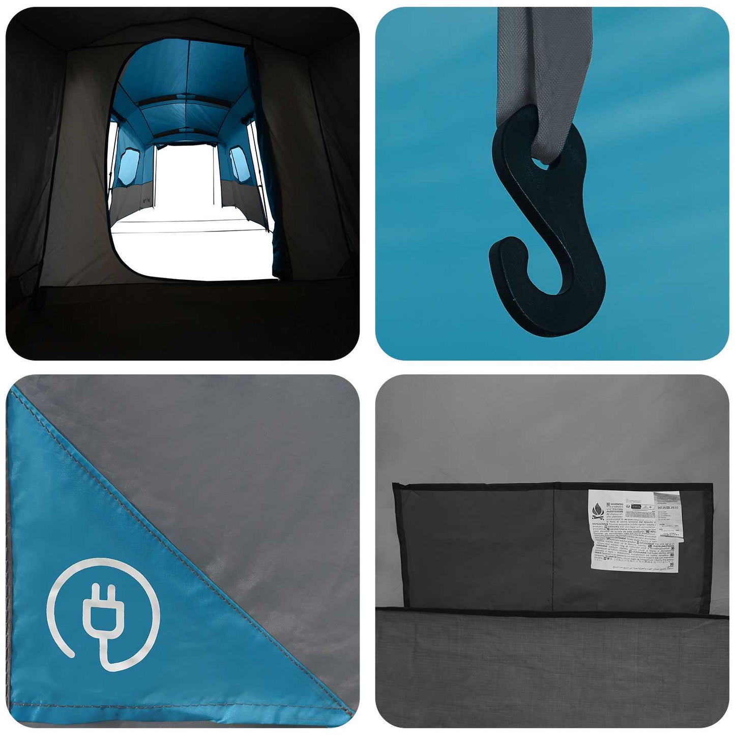 Instant Tent with Rainfly Water-Resistant 3-Person Blue