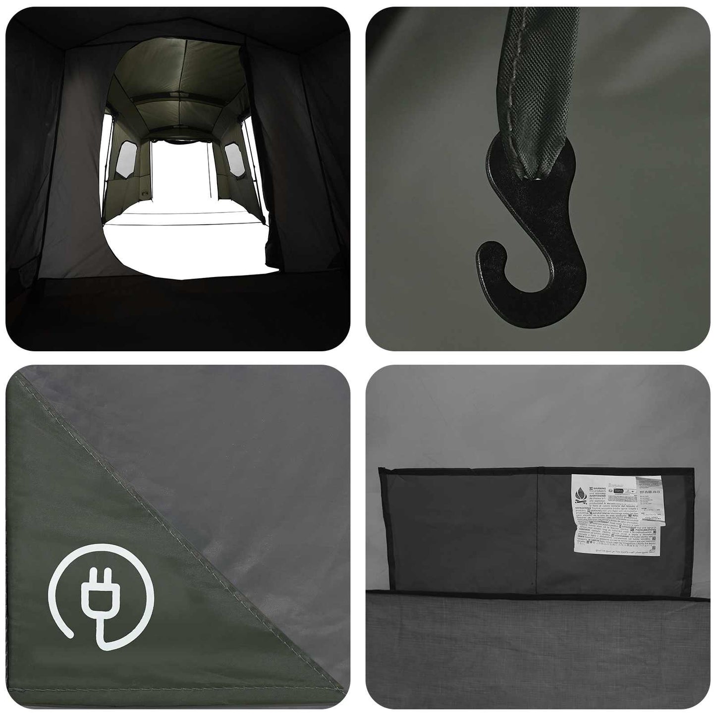 Instant Tent with Rainfly Water-Resistant 3-Person Army Green