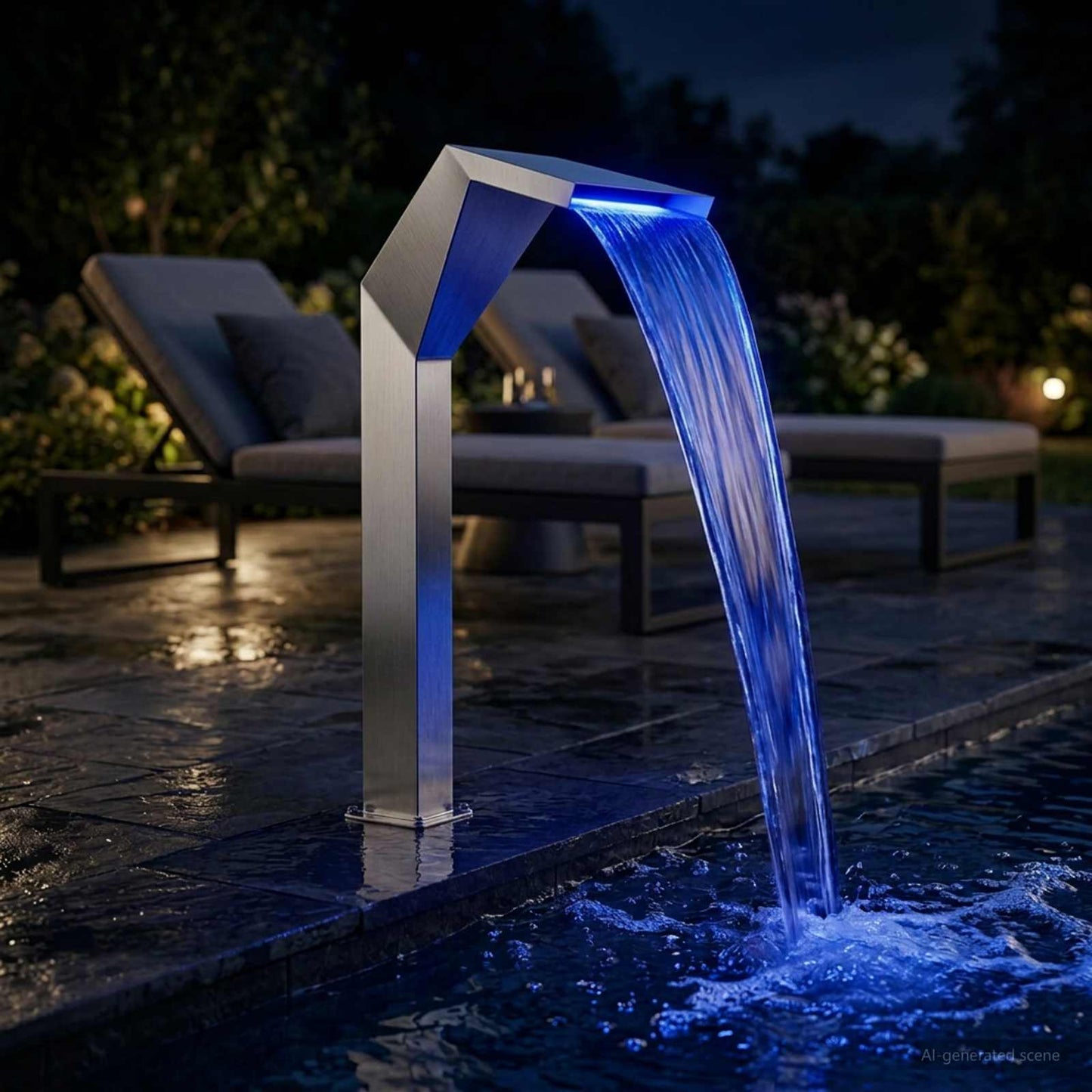 Pool Waterfall Stainless Steel 50 x 30 x 90 cm Silver