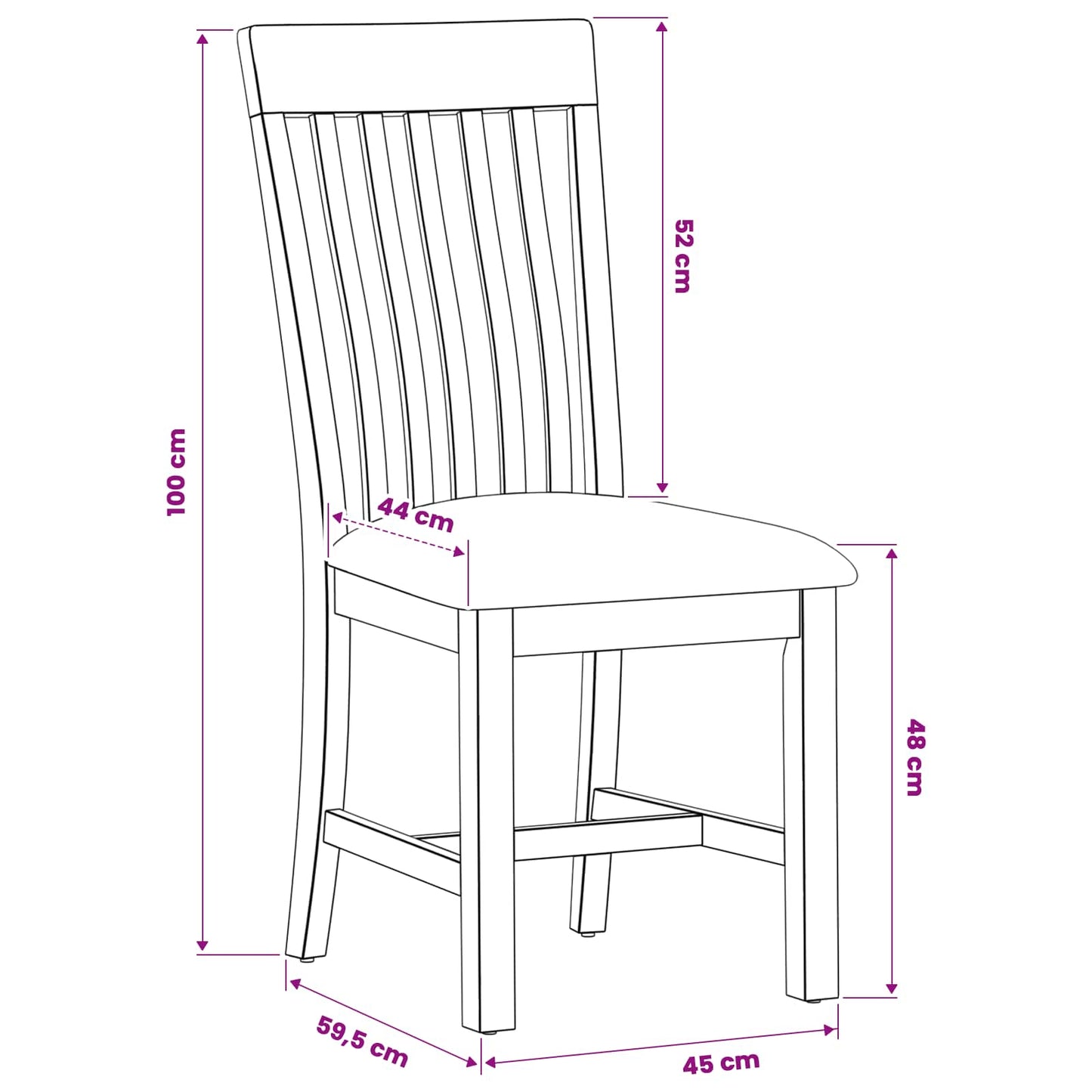 Dining Chair 2 pcs Solid Oak Wood Grey 45 x 59.5 x 100 cm