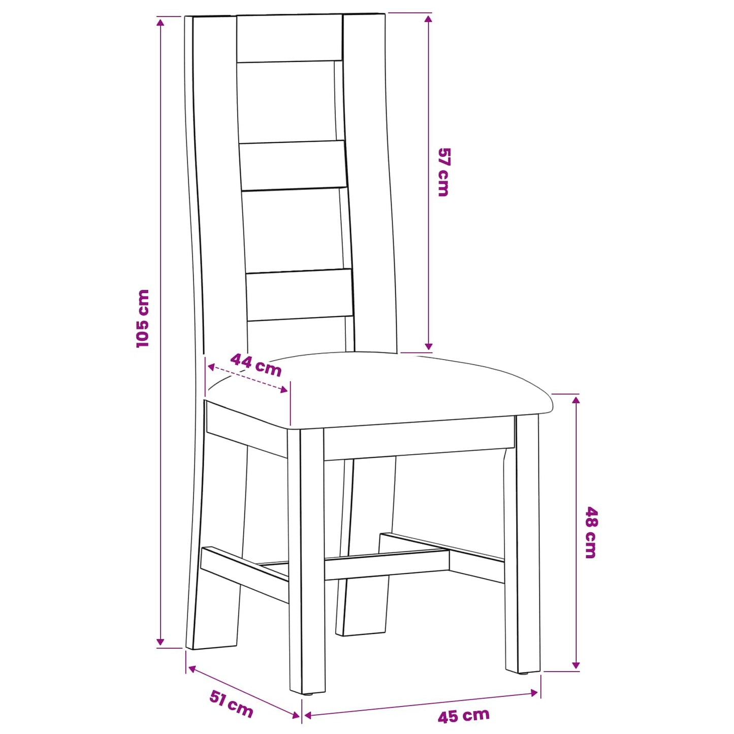 Dining Chair 2 pcs Solid Oak Wood Beige 45 x 51 x 105 cm