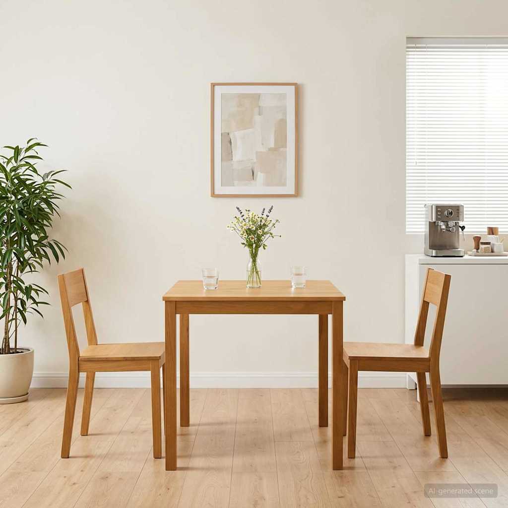 Dining Table 75 x 75 x 75.5 cm Solid Oak Wood Natural Square