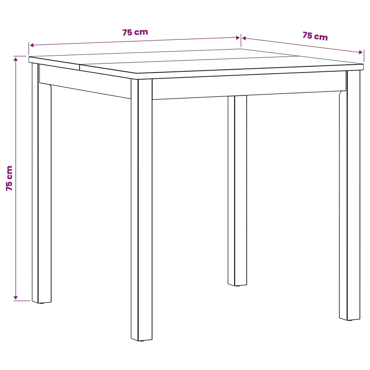 Dining Table 75 x 75 x 75.5 cm Solid Oak Wood Natural Square